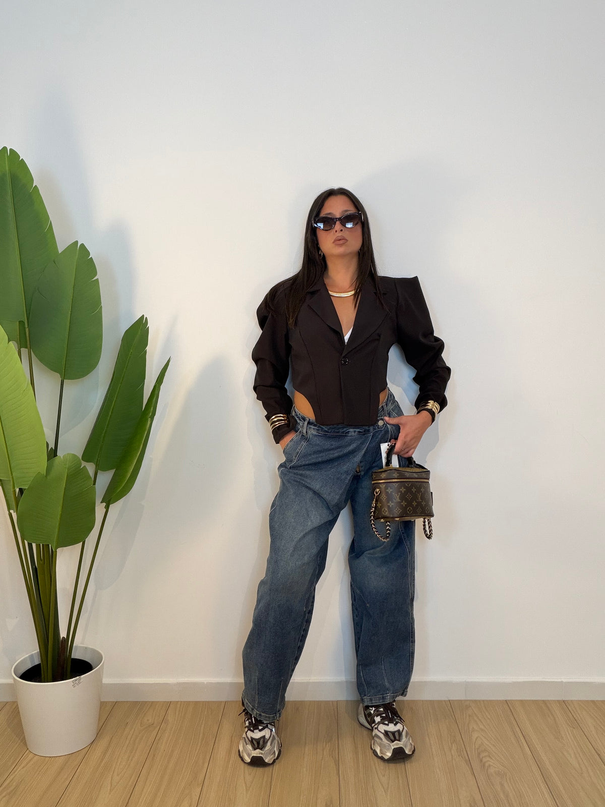 Giacca crop con spalline