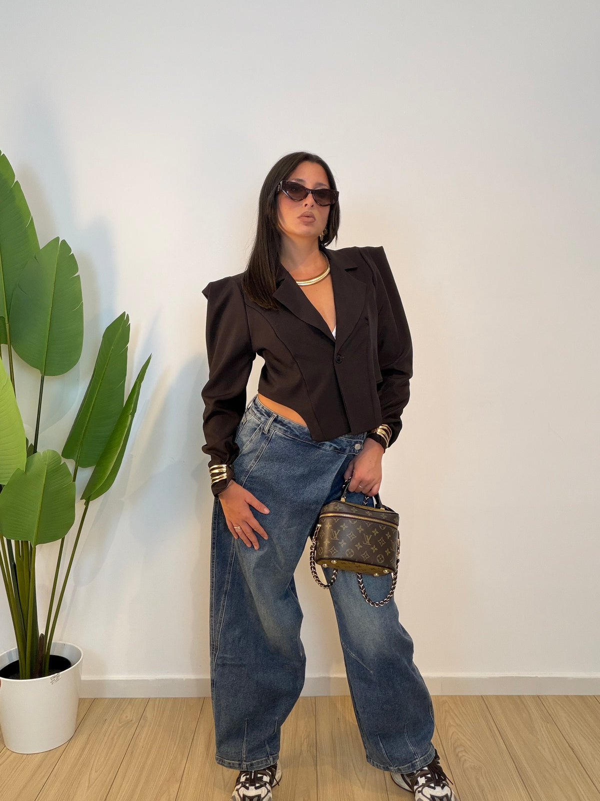 Giacca crop con spalline