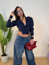 Giacca crop con spalline