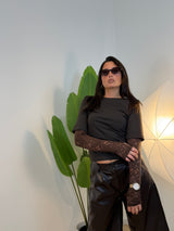 T-shirt manica in pizzo